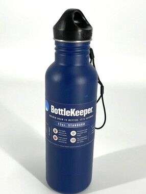 BottleKeeper 12 oz Stainless Steel Insulated Beer Bottle Cooler Navy Blue New